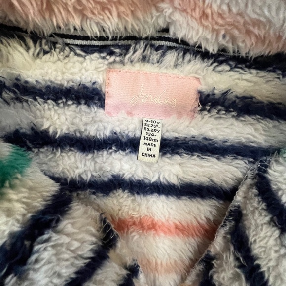 Joules Girls Fleece Quarter Zip Sweater Striped Sherpa Cozy Winter Sz 9-10 Y - Picture 8 of 13